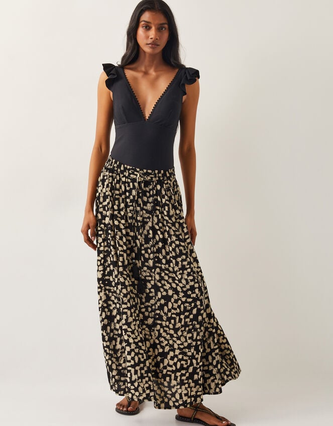 Ania Batik Print Maxi Skirt, Black (BLACK), large