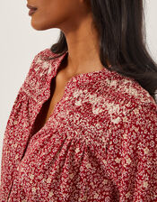 Laurelie Floral Jersey Blouse, Pink (PINK), large