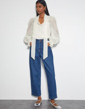 Mae Organza Pussybow Blouse, Ivory (IVORY), large