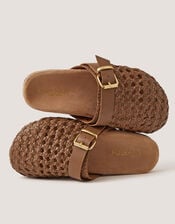 Freya Woven Leather Mules, Natural (NEUTRAL), large