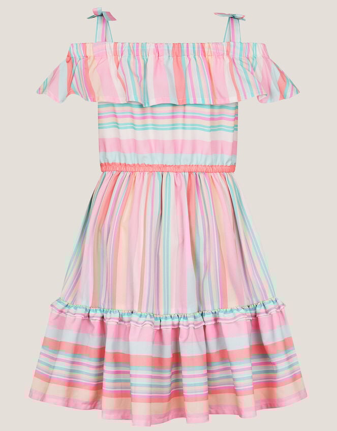 Stripe Woven Ruffle Dress, Multi (MULTI), large