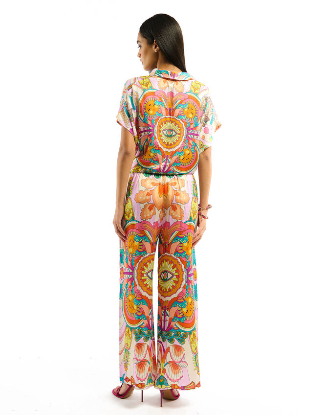 Wild Yseult Print Wide Leg Trousers, Pink (PINK), large