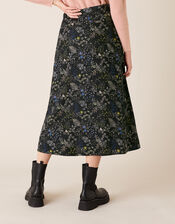 Printed Midi Skirt, Black (BLACK), large