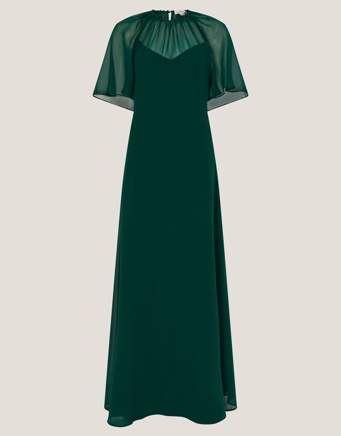 Mona Angel Sleeve Maxi Dress, Green (DARK GREEN), large
