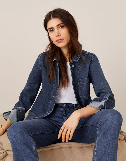 Longline Denim Jacket Blue Women's Jackets Monsoon Global.