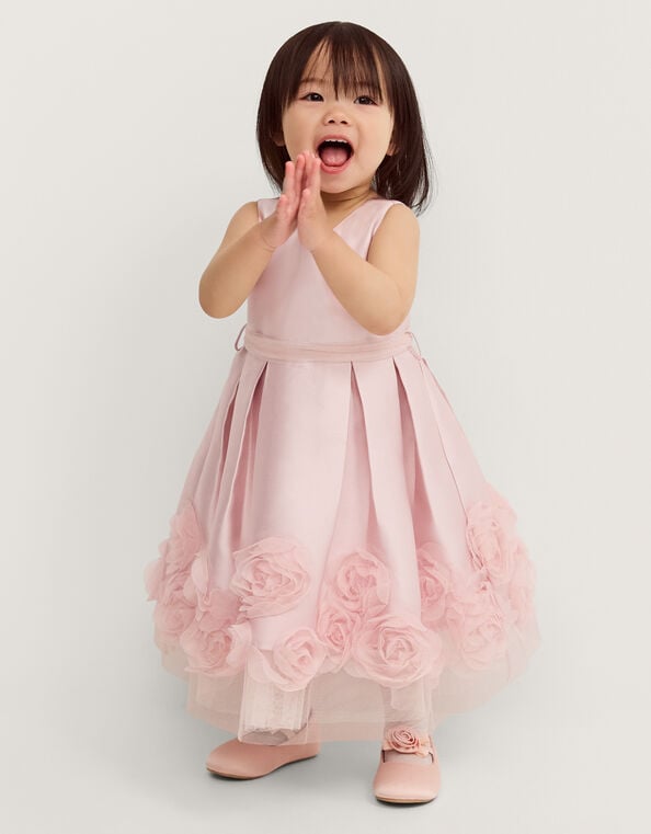 Baby Appliqu&eacute; Rose Party Dress, Pink (DUSKY PINK), large