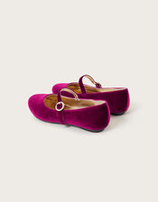 Diamante Velvet Ballerina Flats, Red (RED), large