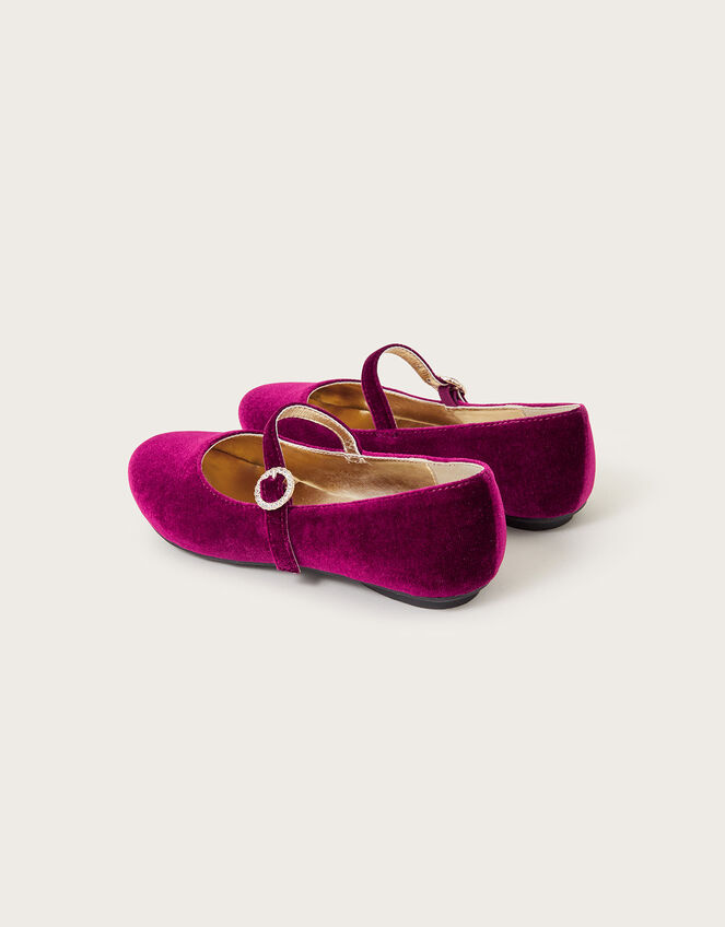Diamante Velvet Ballerina Flats, Red (RED), large
