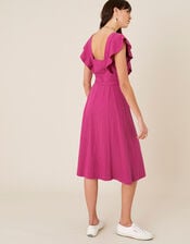 Fia Button Frill Jersey Dress, Pink (PINK), large