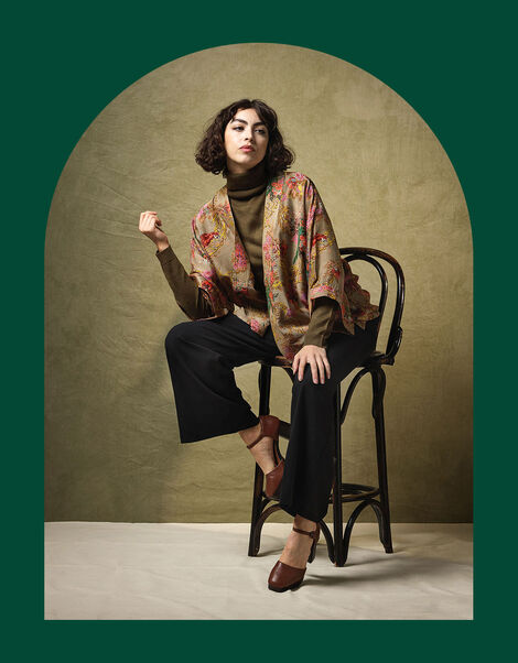 One Hundred Stars Autumn Chintz Kimono, , large