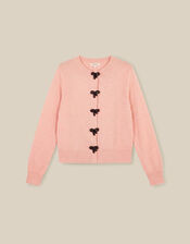Bonny Beaded Bow Cardigan, Pink (BLUSH), large