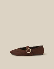 Hana Faux Suede Mary Jane Ballet Flats, Brown (CHOCOLATE), large