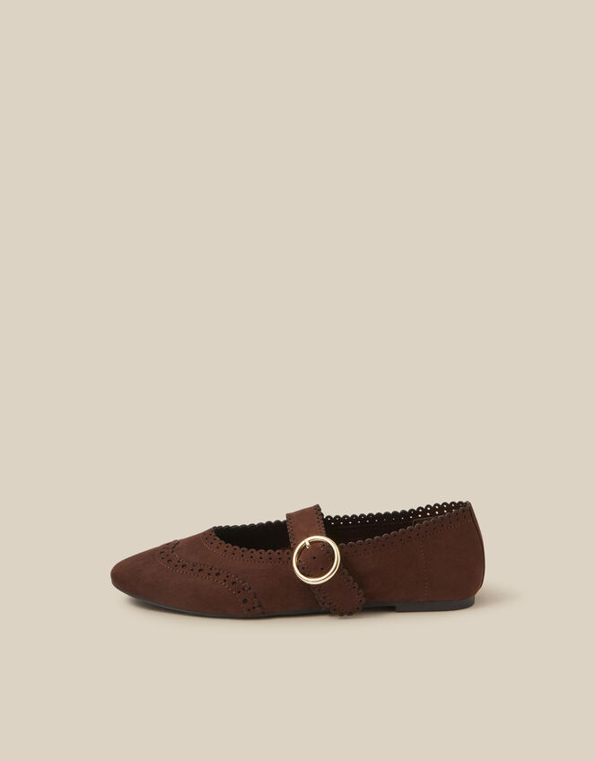 Hana Faux Suede Mary Jane Ballet Flats, Brown (CHOCOLATE), large