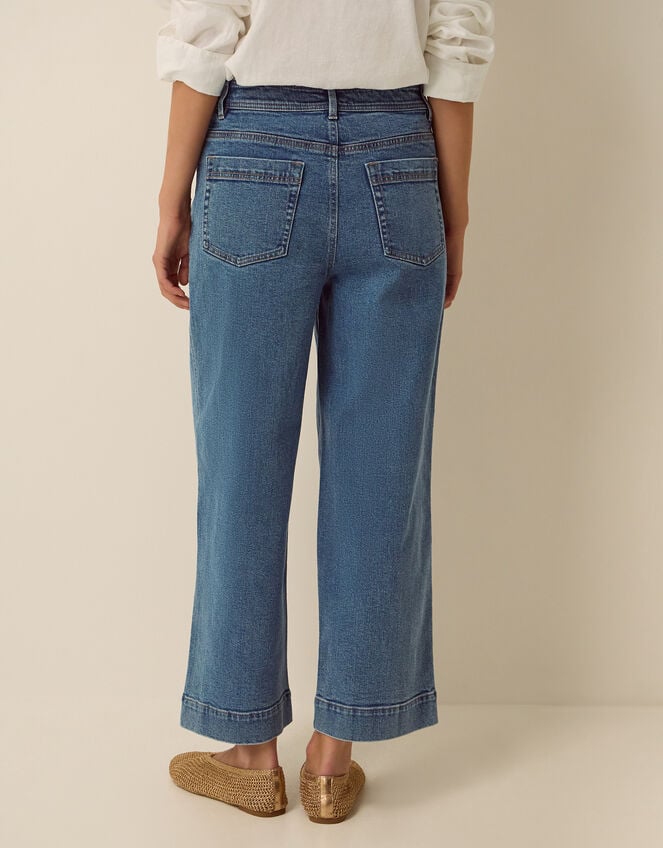Hallie Regular Crop Wide Leg Jeans, Blue (MID AUTHENTIC BLUE), large