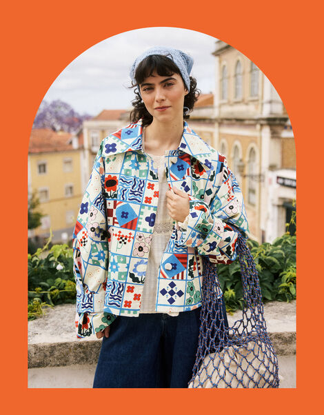 FRNCH Zizania Tile Print Jacket, Multi (MULTI), large