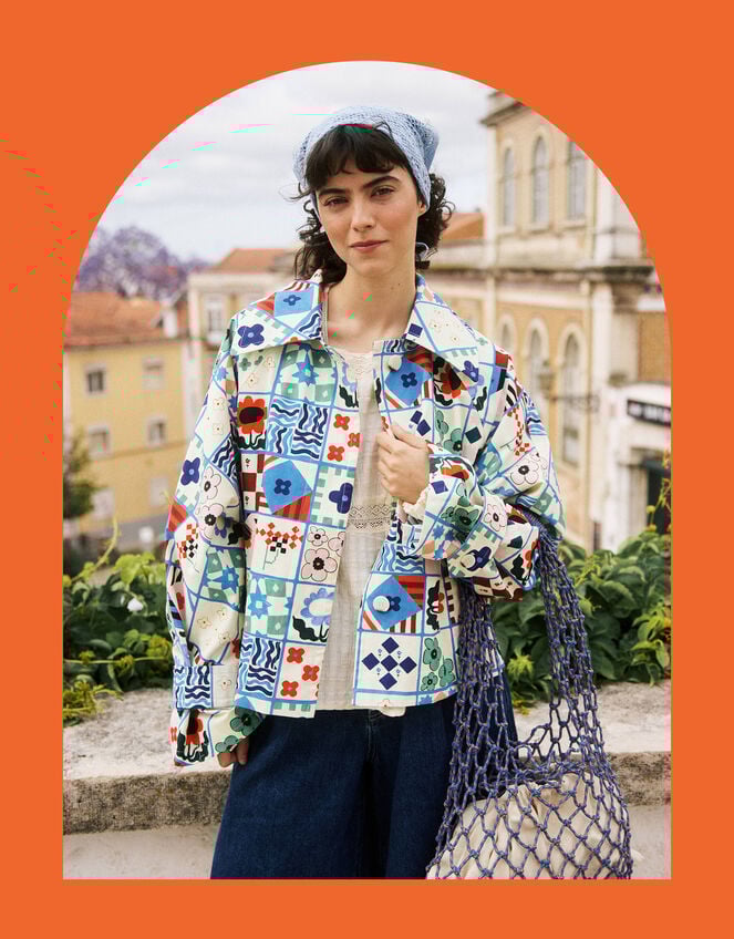 FRNCH Zizania Tile Print Jacket, Multi (MULTI), large