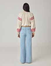 Maison Hotel Antonella Floral Embroidered Blouse, Red (RED), large