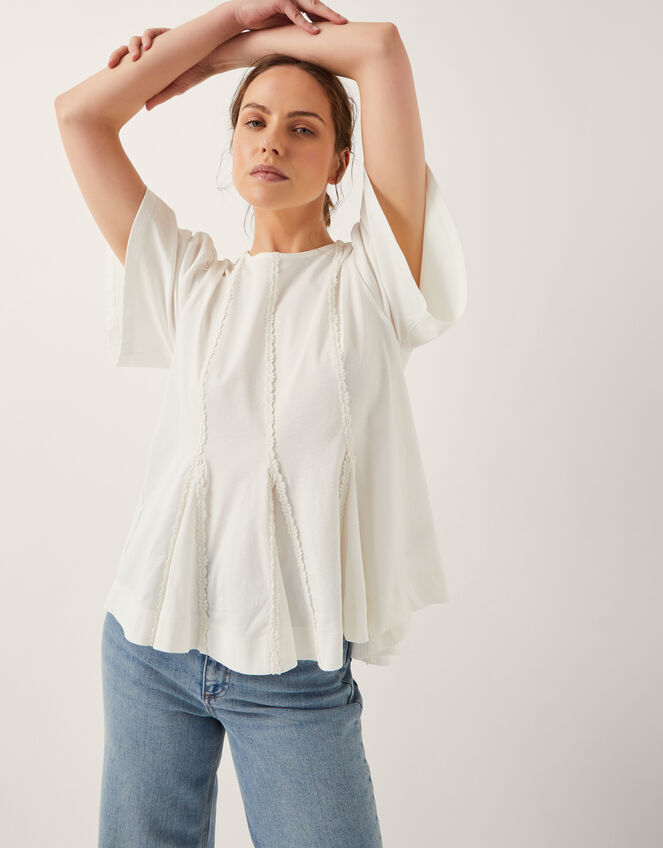 Tate Lace Trim Jersey T-Shirt, White (WHITE), large