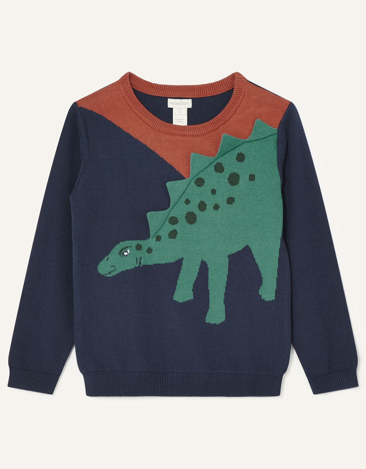 3D Dinosaur Knit Jumper Blue Boys Jumpers Cardigans Monsoon
