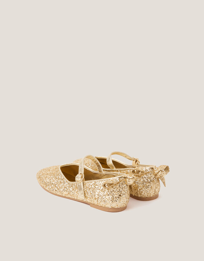 Glitter Back Bow Ballet Flats, Gold (GOLD), large