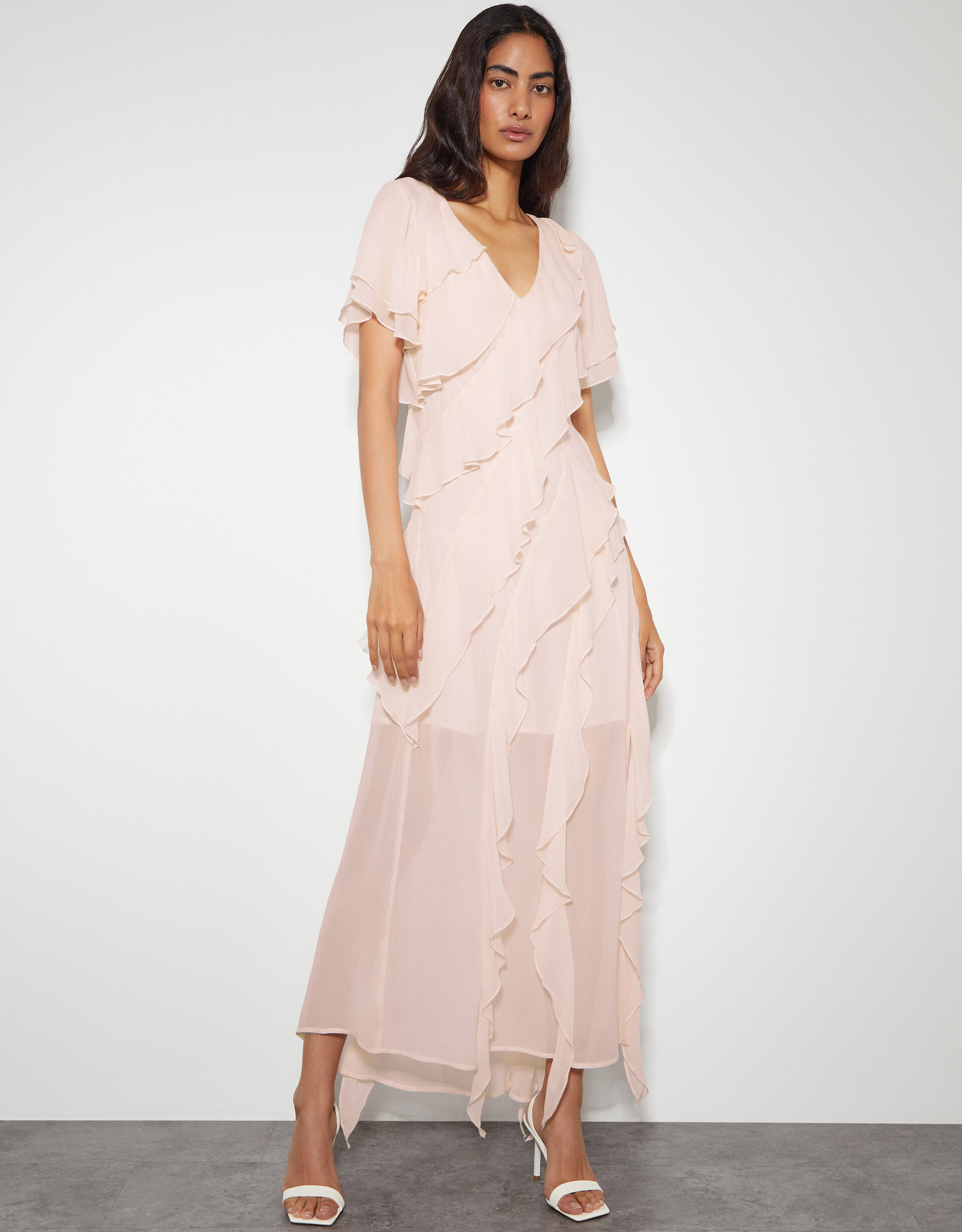 Renata Ruffle Maxi Dress Pink