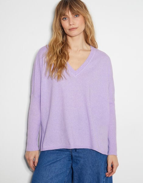 Vicki V-Neck Jumper, Purple (LILAC), large