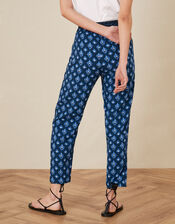 Patch Pocket Print Trousers in LENZING™ ECOVERO™ , Blue (NAVY), large