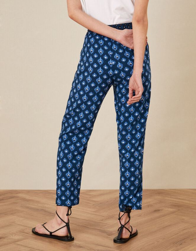 Patch Pocket Print Trousers in LENZING™ ECOVERO™ , Blue (NAVY), large