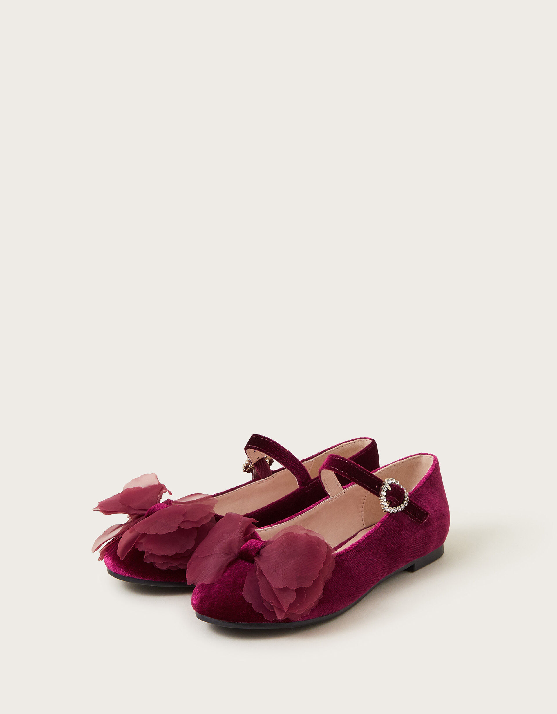 Velvet Bow Ballerina Flats Red