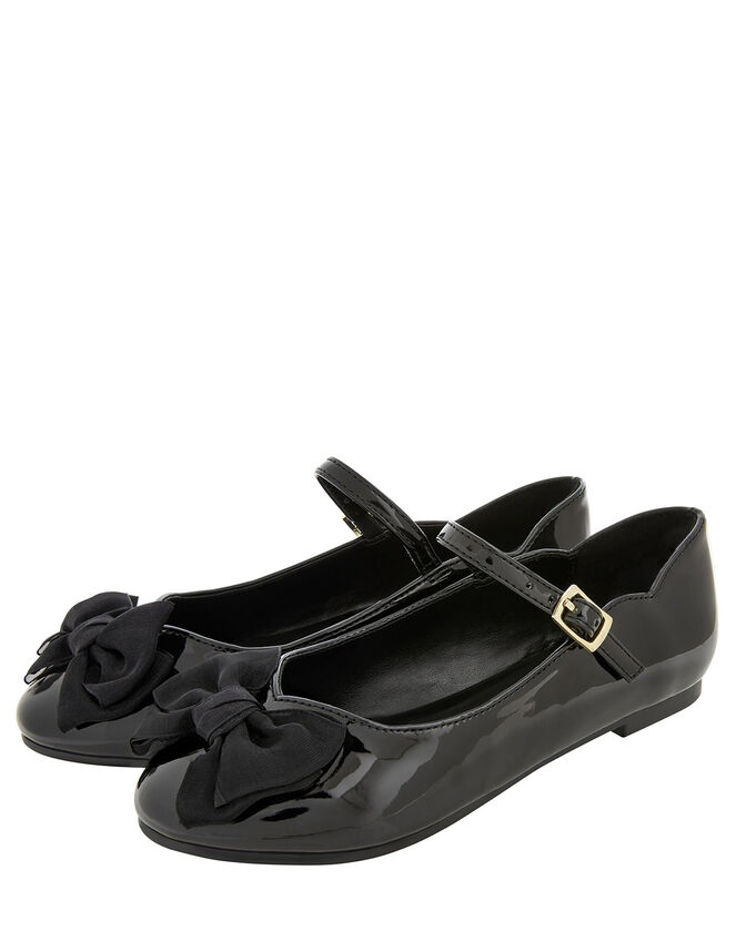 Emery Patent Bow Ballerina Flats, Black (BLACK), large