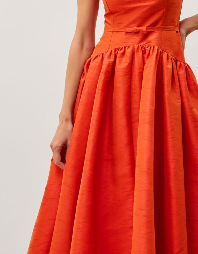 Mila Fit and Flare Midi Dress, Orange (ORANGE), large