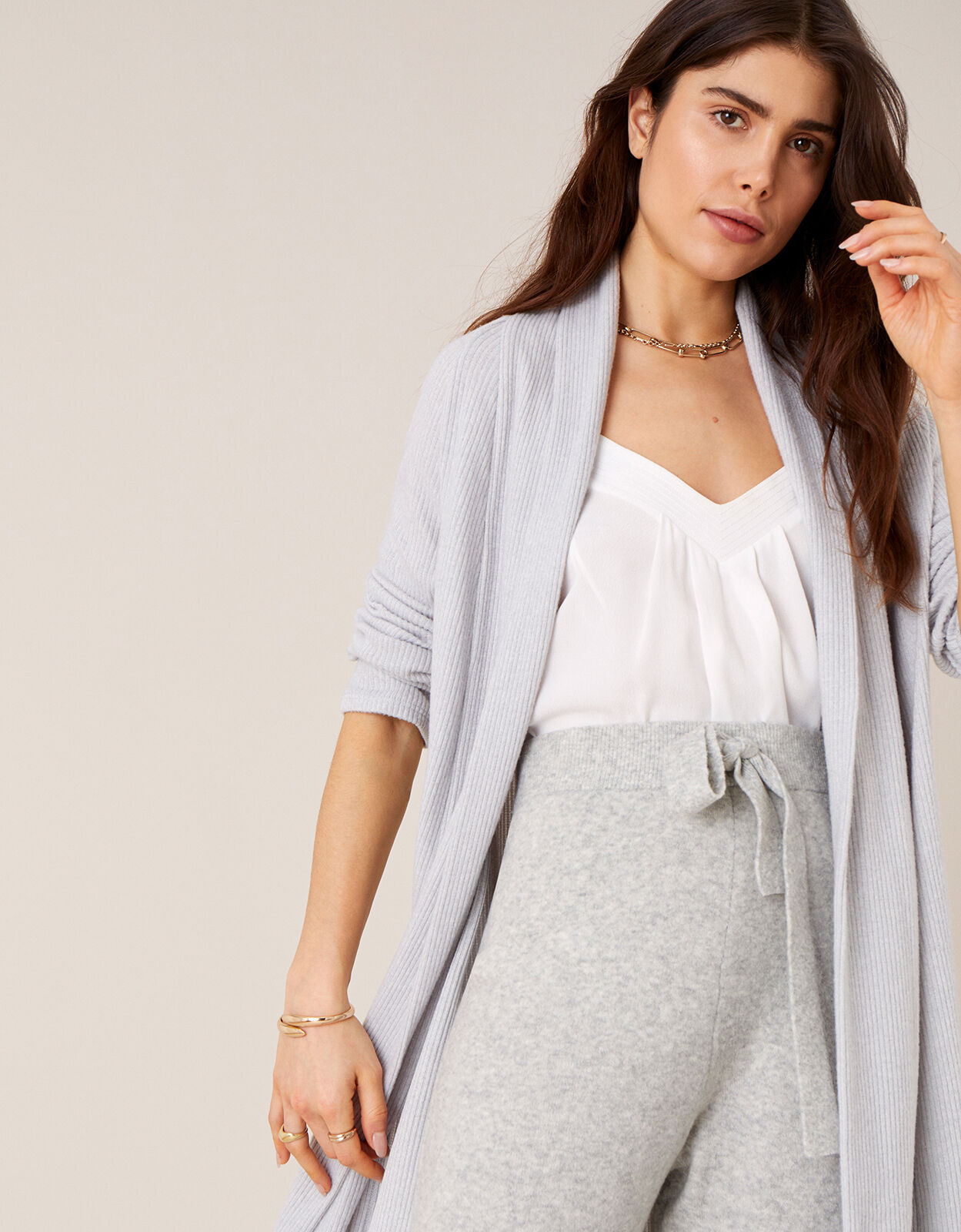 Grey midi cardigan hot sale