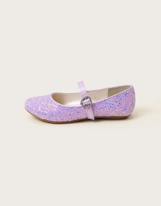 Glitter Ballerina Flats, Purple (LILAC), large
