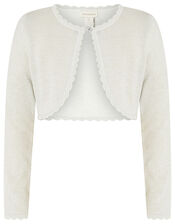 Niamh Shimmer Crop Cardigan, Silver (SILVER), large