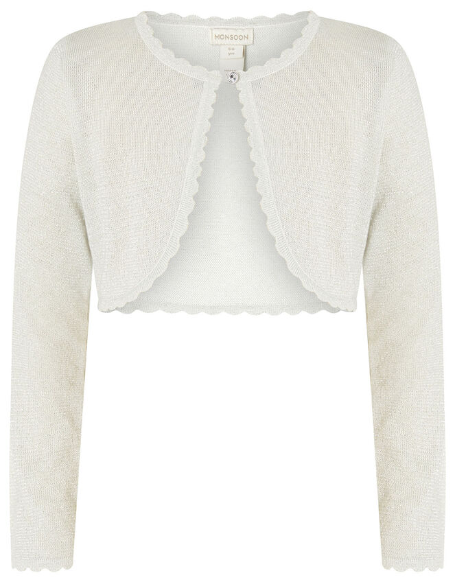 Niamh Shimmer Crop Cardigan, Silver (SILVER), large