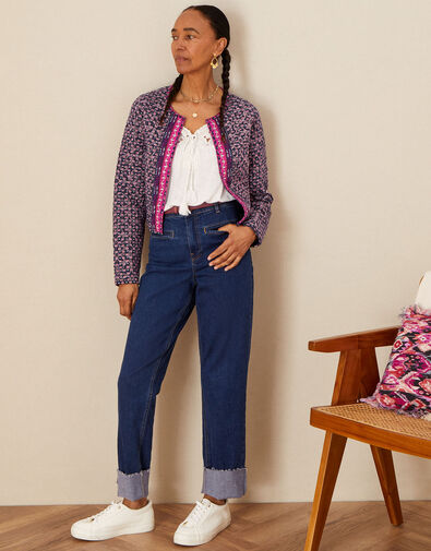 Embroidered Short Jersey Jacket Multi, Multi (MULTI), large