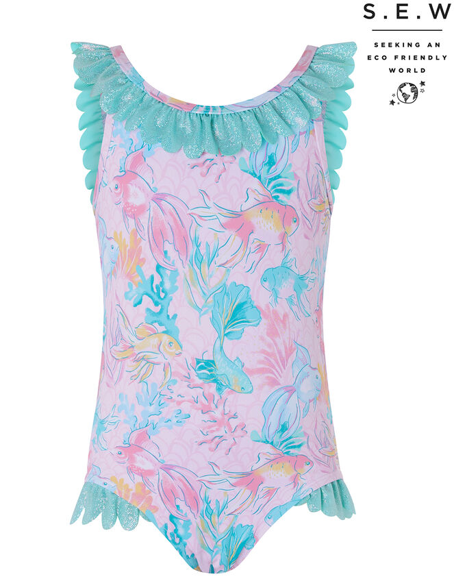 Baby Dinah Printed Shimmer Swimsuit, Pink (PALE PINK), large