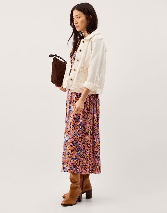 Ceri Floral Print Jersey Midi Dress, Multi (MULTI), large