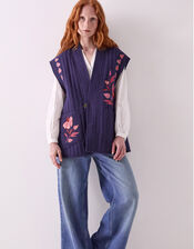 East Rayna Embroidered Quilted Gilet, Blue (NAVY), large