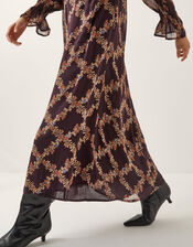 Cheryl Diamond Floral Print Midi Dress, Brown (CHOCOLATE), large