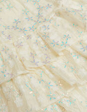 Georgie Sequin Jacquard Tiered Party Dress, Ivory (IVORY), large