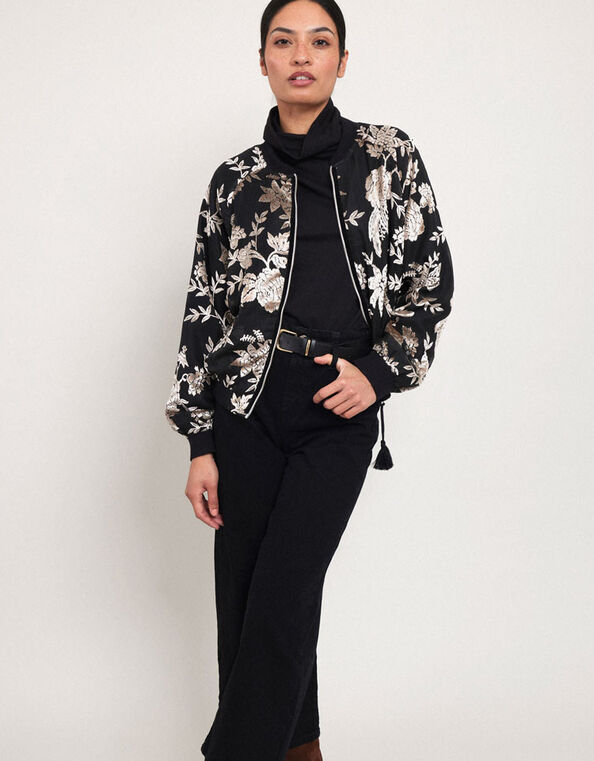 East Ziena Devor&eacute; Bomber Jacket, Black (BLACK), large