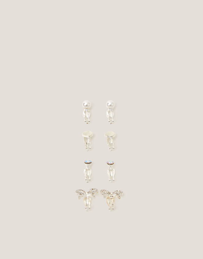 4-Pack Bow & Pearl Clip On Earrings, , large