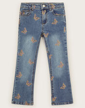 Butterfly Embroidered Jeans, Blue (BLUE), large