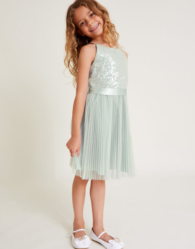 Keita Embellished Plisse Dress, Green (GREEN), large