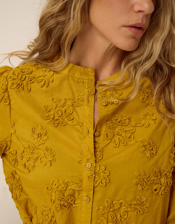 Blair Floral Appliqu&eacute; Blouse, Yellow (OCHRE), large