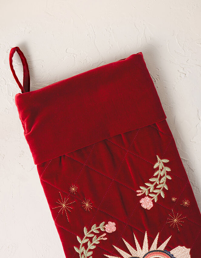 Elizabeth Scarlett Sacred Heart Velvet Stocking, , large