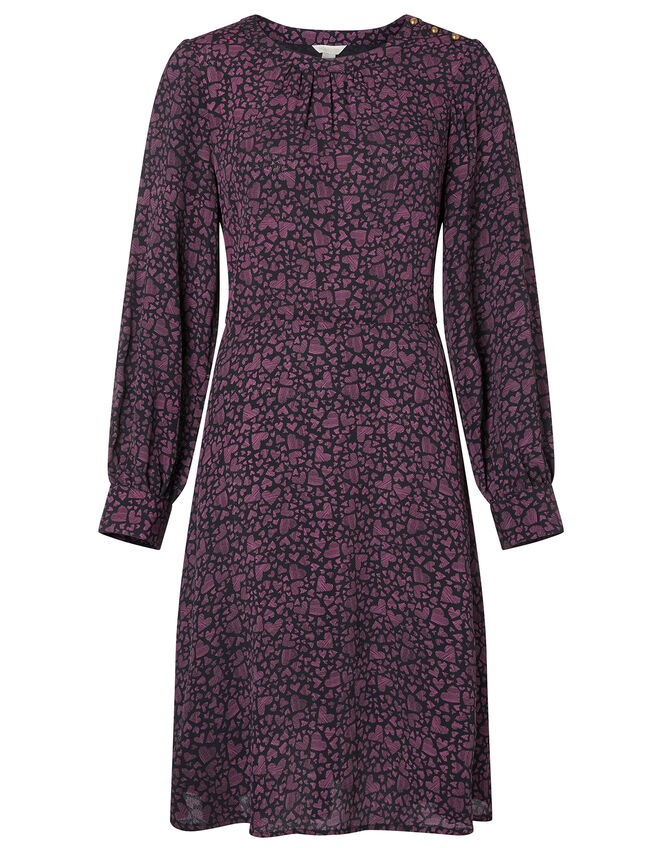 Heart Print Dress in LENZING™ ECOVERO™, Black (BLACK), large