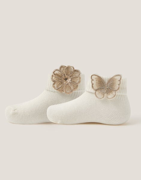 Baby Butterfly and Flower Socks Set of Two, Multi (MULTI), large