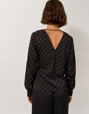 Margot Hotfix Long Sleeve Blouse, Black (BLACK), large